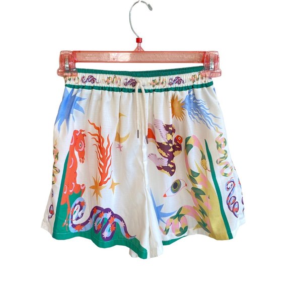 Women's XL Whimiscal Shorts Elastic High Waist Pockets Drawstring Multicolor - Picture 2 of 13